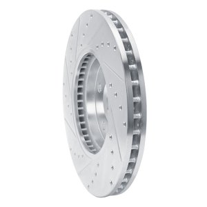 Cadillac CTS Brake Rotor (1) - Front Right - R1 Concepts - Drilled & Slotted - Silver - `08-`14